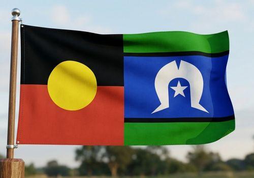 Aboriginal flag and Torres Strait Islander flag flying together